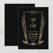 Royal Gold Art Déco Monogramme Faire-Part de Faire (Devant / Derrière)