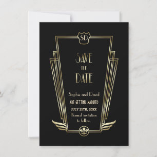 Royal Gold Art Déco Monogramme Faire-Part de Faire