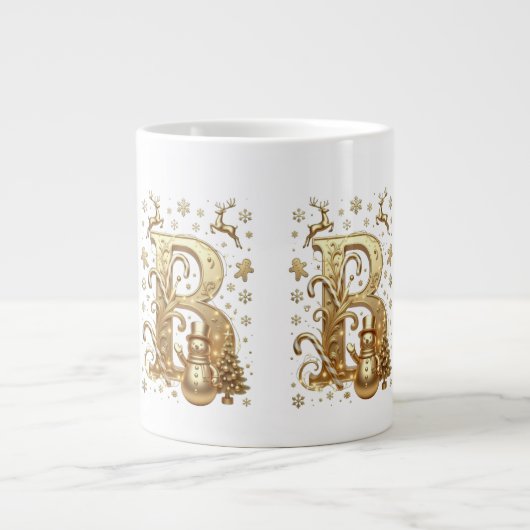 Royal Gold B Luxury Snowman Jumbo Mug Extra Grote Beker (Voorkant)