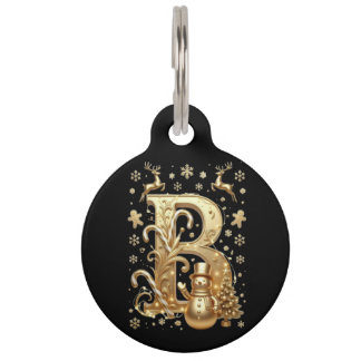 Royal Gold B Luxury Snowman Round Pet ID Tag Huisdierpenning