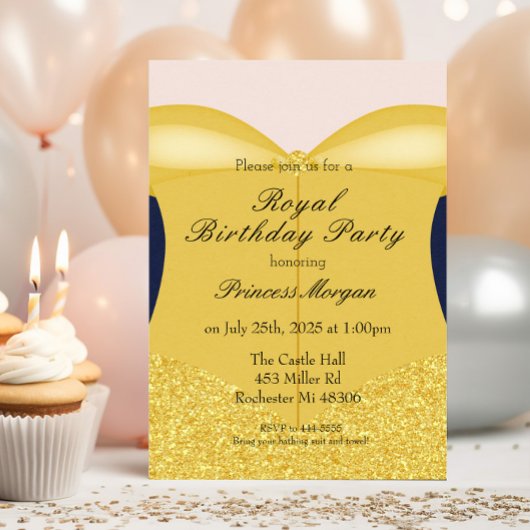 Royal Gold Beauty Princess Invitation d'anniversai