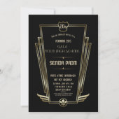 Royal Gold Black Art Deco Senior PROM Invitation (Devant)