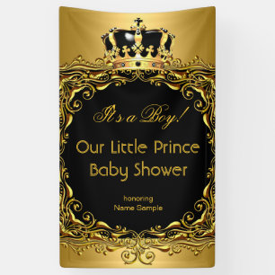 Royal Gold Black Crown Baby shower Boy 2 Spandoek