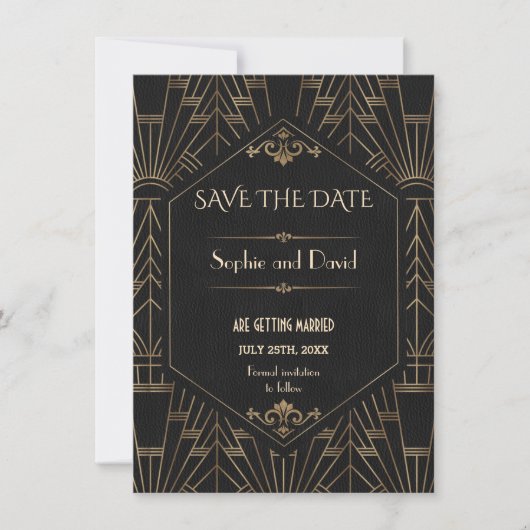 Royal Gold Black Great Gatsby 1920s sparen de datu Kaart (Voorkant)