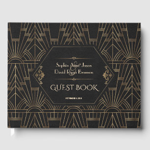 Royal Gold Black Great Gatsby 20s Wedding Planner Gastenboek