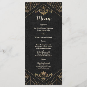 Royal Gold Black Great Gatsby Wedding 1920 Menu