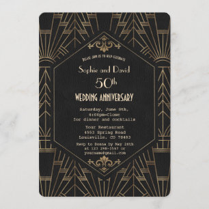 Royal Gold Black Great Gatsby Wedding Jubileum Kaart
