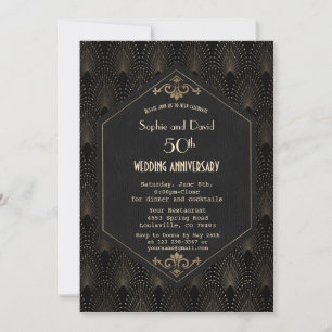 Royal Gold Black Great Gatsby Wedding Jubileum Kaart