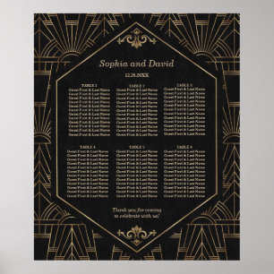 Royal Gold Black Grote Gatsby Bruiloft Welkomstbor Poster