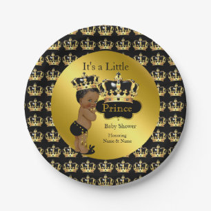 Royal Gold Black Prince Crown Baby shower Papieren Bordje