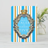 Royal Gold & Blue Crown Toute invitation d'anniver (Debout devant)