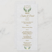 Royal Gold Crest Lush Greenery Menu Mariage (Devant / Derrière)
