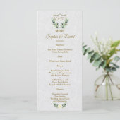 Royal Gold Crest Lush Greenery Menu Mariage (Debout devant)
