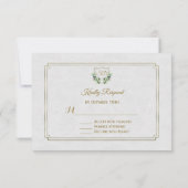 Royal Gold Crest Lush Greenery Wedding RSVP (Dos)
