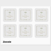 Royal Gold Crest Lush Greenery Wedding Vierkante Sticker (Vel)