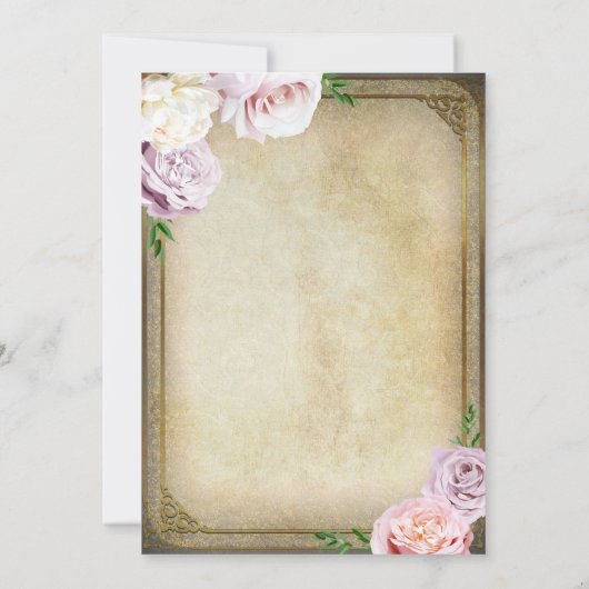 Royal Gold Crown Floral Sweet 16 Party Kaart (Achterkant)