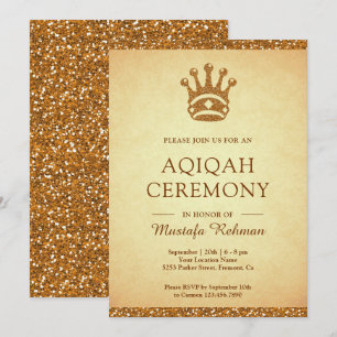 Royal Gold Crown Glitter Aqeeqah   Aqiqah Kaart
