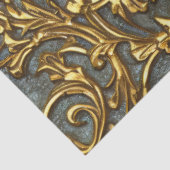 Royal Gold en Cyan  Celtic Damask Tissuepapier (Detail)