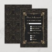 Royal Gold Fleur-de-Lis Art Deco 20s Wedding RSVP (Voorkant / Achterkant)
