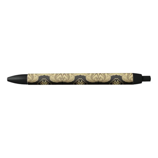 royal, gold, fleur de lis,patroon,op zwart,elegant zwarte inkt pen (Voorkant)