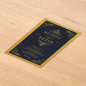 Royal Gold Glitter bruiloft Acryl Uitnodigingen (Laagn)