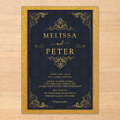 Royal Gold Glitter bruiloft Acryl Uitnodigingen (Voorkant)