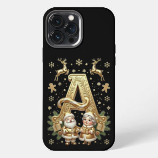Royal Gold Letter A Luxury Black iPhone 13 Pro Max Hoesje