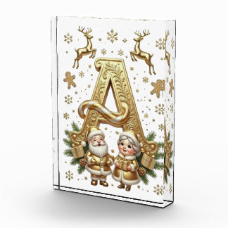 Royal Gold Letter A Luxury Unisex Acrylic Block Fotoblokken