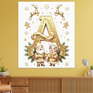 Royal Gold Letter A Luxury Unisex Wrapped Canvas Afdruk