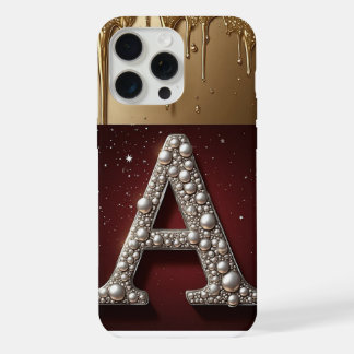 Royal Gold Letter A Monogram Druppelende Metall iPhone 15 Pro Max Hoesje