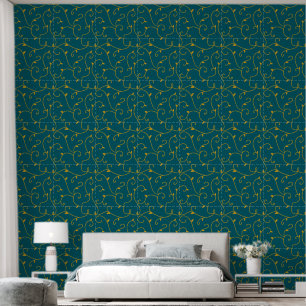 Royal Gold op Gold Abstract Vine Leaves Line Behang
