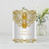 Royal Gold op White Elegant Elite Birthday Party Kaart (Staand voorkant)