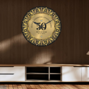 Royal Gold Ornamental Lijst Bruiloft Jubileum 2 Grote Klok