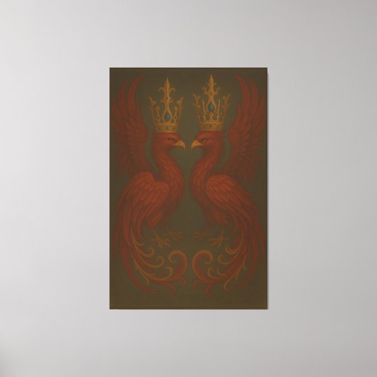 Royal Gold Phoenix Pair · Luxury Fine Art Canvas (Voorkant)