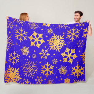 Royal Gold Sneeuwvlok Elegantie – Knus Winter Fleece Deken