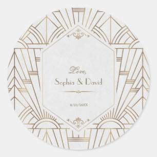 Royal Gold White Great Gatsby Wedding 1920 Ronde Sticker
