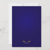 Royal Golden Monogram Blauw Afstuderen Invitation Kaart (Achterkant)
