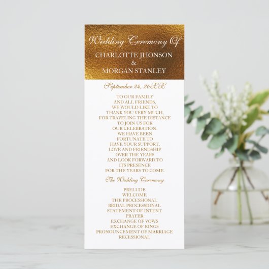 Royal Golden Shiny White Wedding Programme Programma (Staand voorkant)