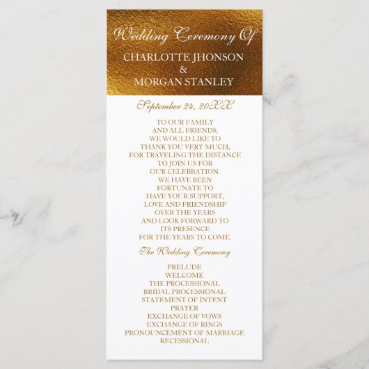 Royal Golden Shiny White Wedding Programme Programma (Voorkant)