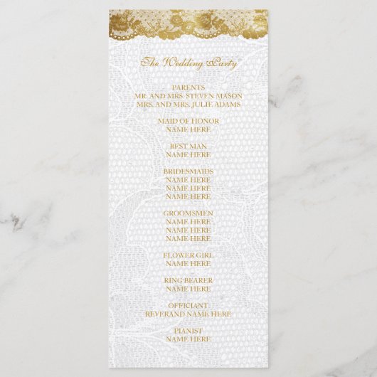 Royal Golden White Lace Wedding Programme Programma (Achterkant)