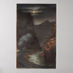 Royal Gorge, CO - Moonlight Uitzicht of Train in Poster