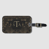Royal Goud Zwart Great Gatsby 20s Monogram Bagagelabel (Voorkant (horizontaal))
