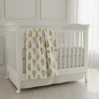 Royal Gouden Palm & Kroon Patroon Custom Sherpa Ba Deken