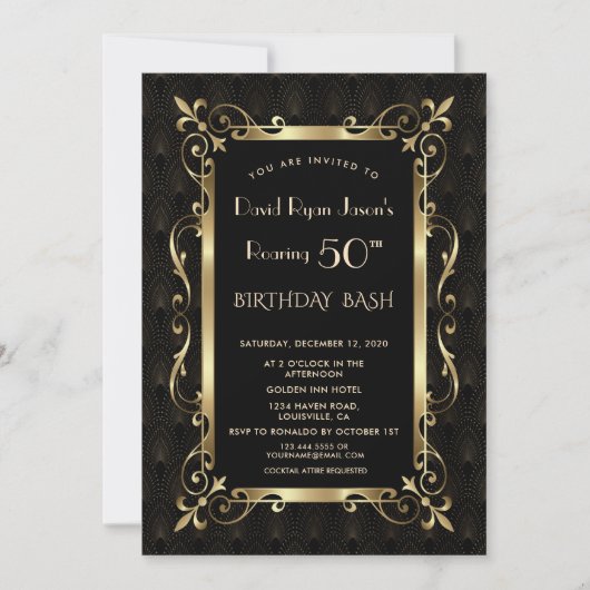 Royal Great Gatsby Roaring 50th Birthday Bash Kaart (Voorkant)