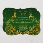 Royal Green Faux Gold Peacock Faire-part de mariag<br><div class="desc">Design unique avec Royal Green Gradient arrière - plan et abstrait Gold Sparkling Peacocks pour votre événement mariage spécial. Il donnera une touche unique à votre style mariage. Sois différent ! Personnalisez avec vos propres informations. Si vous devez déplacer le texte ou modifier la taille, la police ou la couleur,...</div>