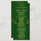 Royal Green Gold Peacock Wedding Program Custom Programma (Voorkant / Achterkant)