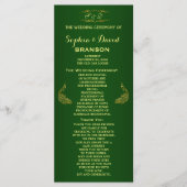 Royal Green Gold Peacock Wedding Program Custom Programma (Voorkant)