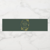Royal Green Minimalist Botanical Wedding Waterfles Etiket (Enkel label)