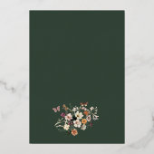 Royal Green Pastel Boho Wildflower Modern Wedding Folie Uitnodiging (Achterkant)