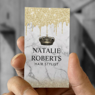 Royal Hair Queen Salon Trendy Marble Gold Drids Visitekaartje